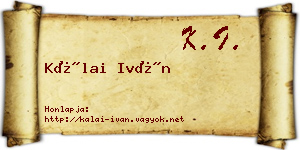 Kálai Iván névjegykártya